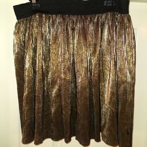 Gold Metallic Mini Skirt light it but
